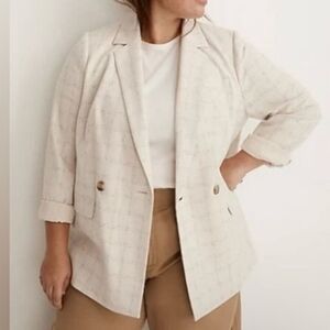 Madewell The Plus Caldwell Double Breasted Ghent Plaid Women's Blazer 1X NWT